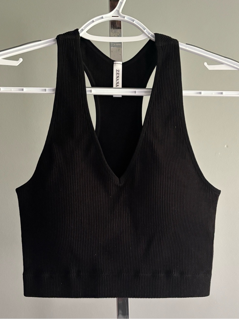 Zenana black ribbed lightly padded v neck brami pullover bra multiple sizes